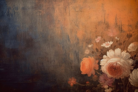 Contrast of florals and gritty textureの素材