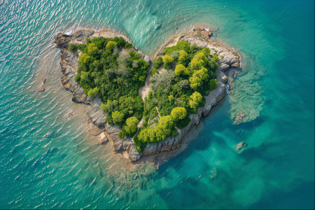 Heart-shaped Island Amidst Azure Seasの素材