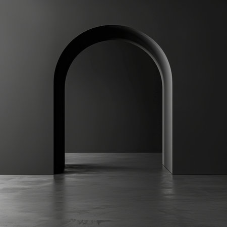 Neutral toned arch with a textured wallの素材