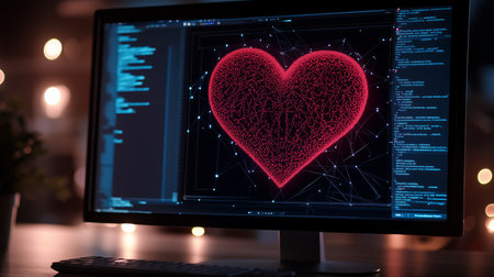 Visual representation of love created with digital programmingの素材