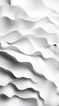 Wavy white fabric creates a soft, flowing texture in an abstract designの素材