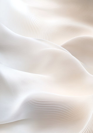 Elegant white fabric drapes gracefully, showcasing soft textures and gentle curvesの素材