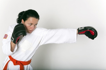 Attractive Young Woman in a Self Defense Stanceの写真素材