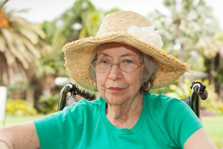 Elderly 80 year old woman with Alzheimerの写真素材