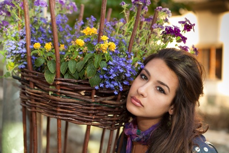 Beautiful young woman in Switzerlandの写真素材