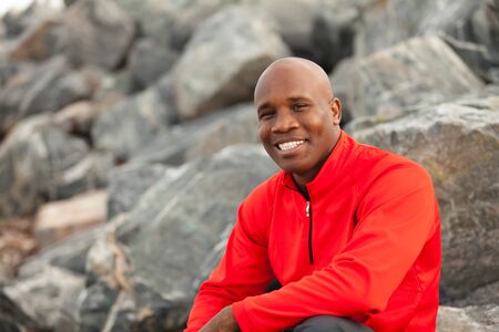 Handsome young man enjoying Miami South Beachの写真素材