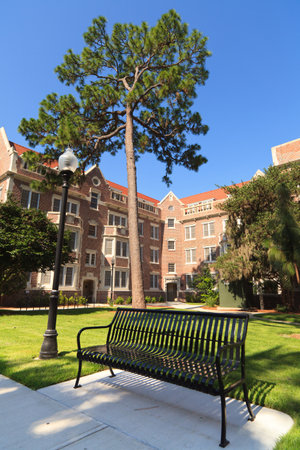 Old fashioned red brick university dormitory or residence hall building のeditorial素材