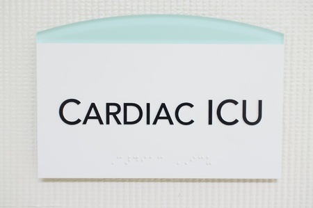 Close up view of a Cardiac ICU signの写真素材
