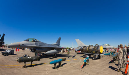 HOMESTEAD, FLORIDA NOVEMBER 3  American military F-16 Fighting Falcon jets on display at the Wings over Homestead Airshow on November 3, 2012 in Homestead のeditorial素材