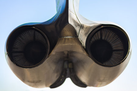 Close up view of the rear of the American B-52 Stratofortress long range bomber jet engines のeditorial素材