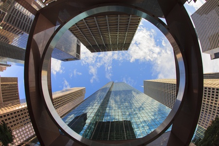 Tall skyscrapers in downtown Houston, Texas の写真素材