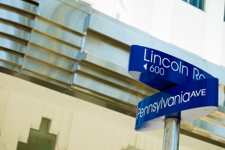 Lincoln Road and Pennsylvania Avenue street signs located in Miami Beach.の写真素材