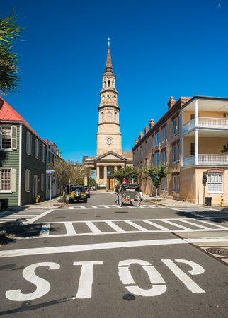 CHARLESTON, SOUTH CAROLINA OCTOBER 9  Historic Church Street is a popular tourist attraction in the French Quarter district on October 9, 2013 in Charleston のeditorial素材