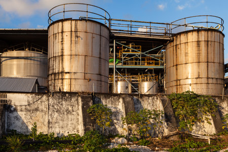 Barbados distillery located on the beach.のeditorial素材