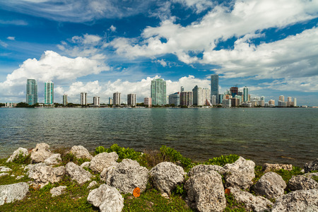 Beautiful Miami skyline along Biscayne Bay.の写真素材