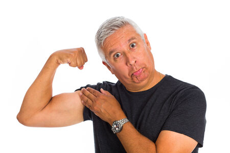 Handsome middle age man studio portrait on a white background.