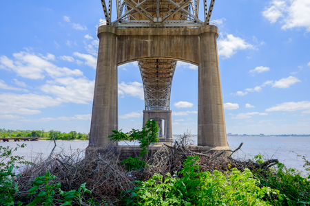 Large bridge on Interstate Ten over the Gulf coast area between Louisiana and Texas.の写真素材