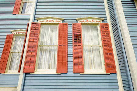 Colorful window architecture of the historical district in Galveston, Texas.の写真素材