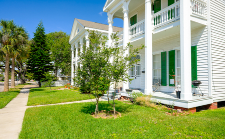 Beautiful vintage homes of the historical district in Galveston, Texas.