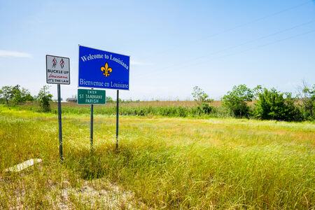 Louisiana state sign along a rural road.の写真素材