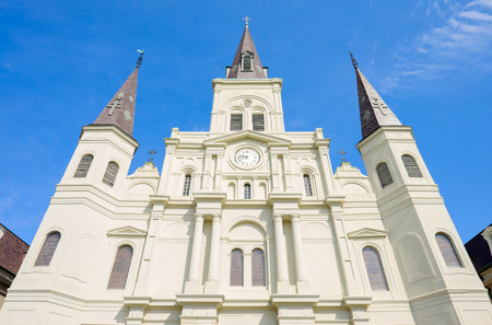 Close up view of beautiful Saint Louis Cathedral in the French Quarter in New Orleans, Louisiana.の写真素材