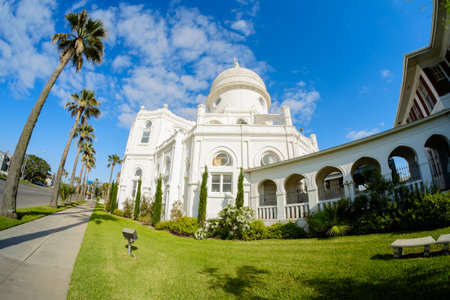 GALVESTON, TEXAS USA - MAY 6, 2014: Fish eye view of the Beautiful Sacred Heart Catholic Church in Galveston established in 1884 and designed by architect Nicholas Clayton using a French Romanesque architecture style.のeditorial素材