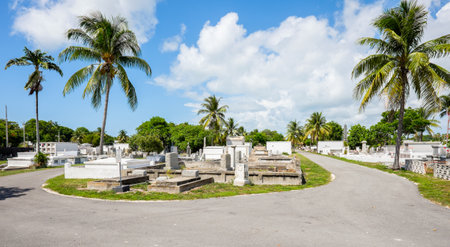 KEY WEST, FLORIDA USA - JUNE 26, 2014: The Key West Cemetery in the Historic District was founded in 1847.のeditorial素材