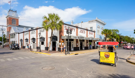 KEY WEST, FLORIDA USA - JUNE 26, 2014: The historic and popular Sloppy Joe's Bar on Duval Street in downtown Key West.のeditorial素材