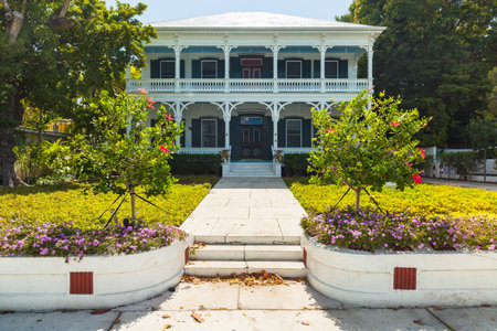 Key West, Florida USA - March 2, 2015: A beautifully restored wood frame home in the historic district of Key West.のeditorial素材