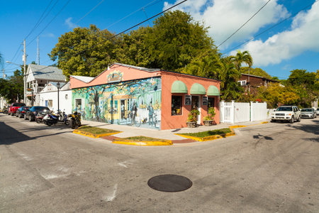 Key West, Florida USA - March 2, 2015: Typical retail shops located in the Bahama Village District of Key West.のeditorial素材