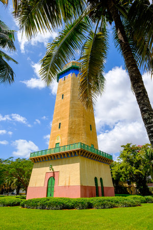 Coral Gables, FL USA - April 4, 2015: The beautifully restored Alhambra Water Tower in the Spanish style influenced neighborhood of Coral Gables in Miami.のeditorial素材