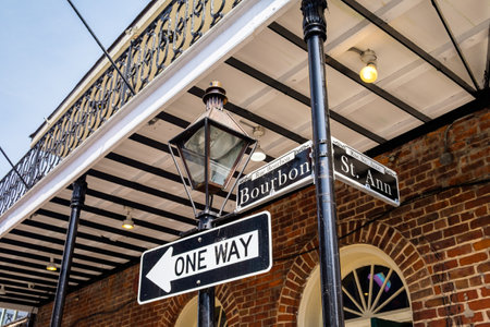 Bourbon street sign in the French Quarter in New Orleans, Louisiana.のeditorial素材