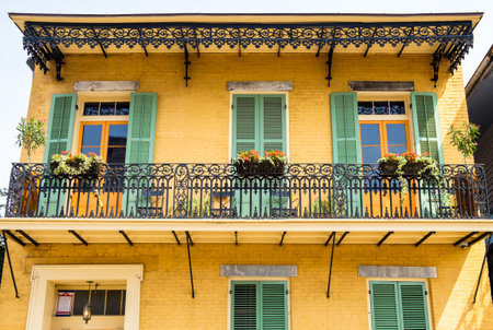 Architecture of the French Quarter in New Orleans, Louisiana.のeditorial素材