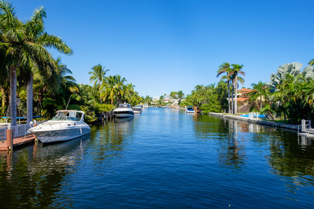 Typical waterfront community in South Florida.の写真素材