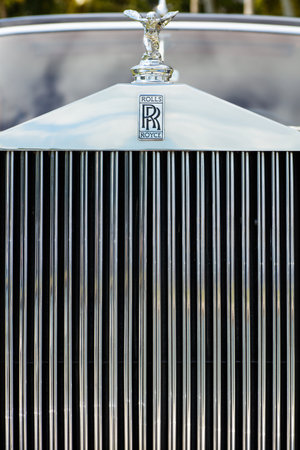 Miami, FL USA - February 28, 2016: Beautifully restored 1952 Rolls Royce automobile.