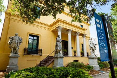 Savannah, GA USA - April 25, 2016: The popular Telfair Museum in the historic district of Savannah...
