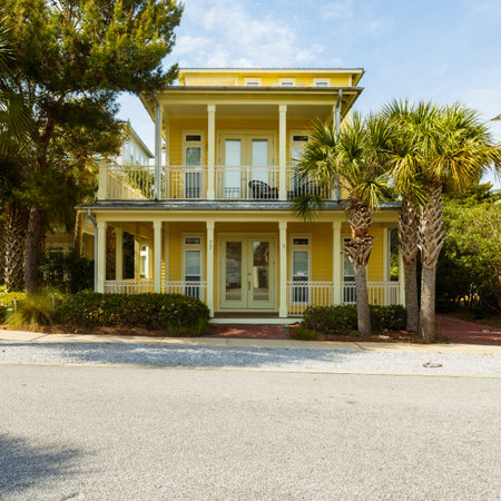 Seacrest Beach, FL USA - March 29, 2016: Beautiful vacation home in the North Florida panhandle coastal community.のeditorial素材