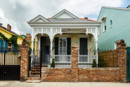 New Orleans, LA USA - April 20, 2016: A beautifully restored home in the historic French Quarter district.のeditorial素材
