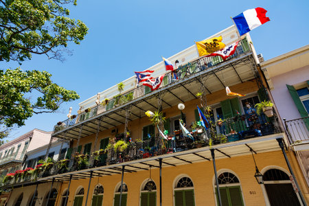 New Orleans, LA USA - April 22, 2016: Beautiful architecture of the historic French Quarter.のeditorial素材