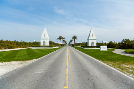 Alys Beach, FL USA - March 29, 2016: Beautiful entrance to this North Florida panhandle coastal community.のeditorial素材