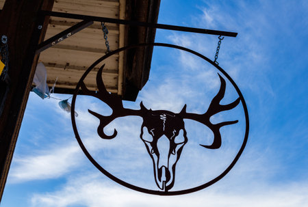 Llano, Texas USA - April 5, 2016: Vintage business sign in the small Texas Hill Country town of LLano.のeditorial素材