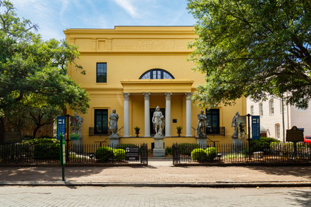 Savannah, GA USA - April 25, 2016: The popular Telfair Museum in the historic district of Savannah...
