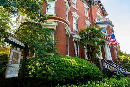 Savannah, GA USA - April 25, 2016: Beautiful classic architecture of the Kehoe House in the downtown historic district.のeditorial素材
