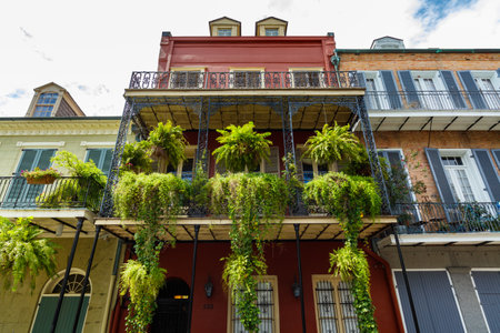 Colorful architecture in the French Quarter in New Orleans, Louisiana.のeditorial素材