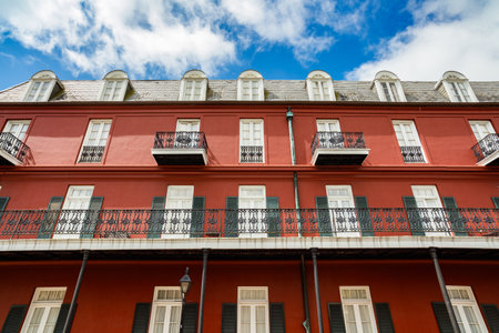 Colorful architecture in the French Quarter in New Orleans, Louisiana.のeditorial素材
