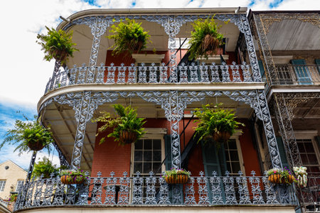 Colorful architecture in the French Quarter in New Orleans, Louisiana.のeditorial素材