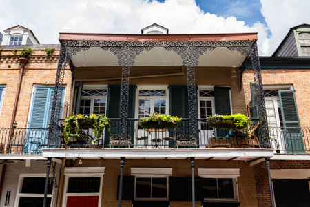 Classic architecture in the French Quarter in New Orleans, Louisiana.のeditorial素材