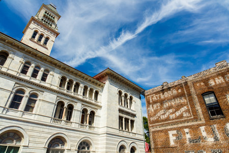 Savannah, GA USA - April 25, 2016: Classic architecture of the US Post Office and Courthouse in the historic downtown district.のeditorial素材