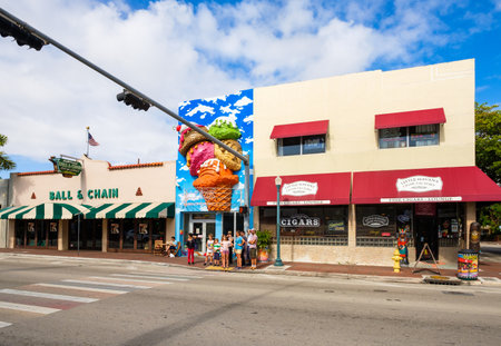 Miami, FL USA - December 18, 2016: Little Havana is a popular tourist destination in the historic Eight Street area with colorful store fronts.のeditorial素材