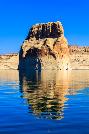 The natural beauty of Lone Rock Canyon and Lake Powell in Utah.の写真素材